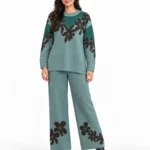 01-teal-floral-fitted-sleeve-front-2x Winter Co-ord Set
