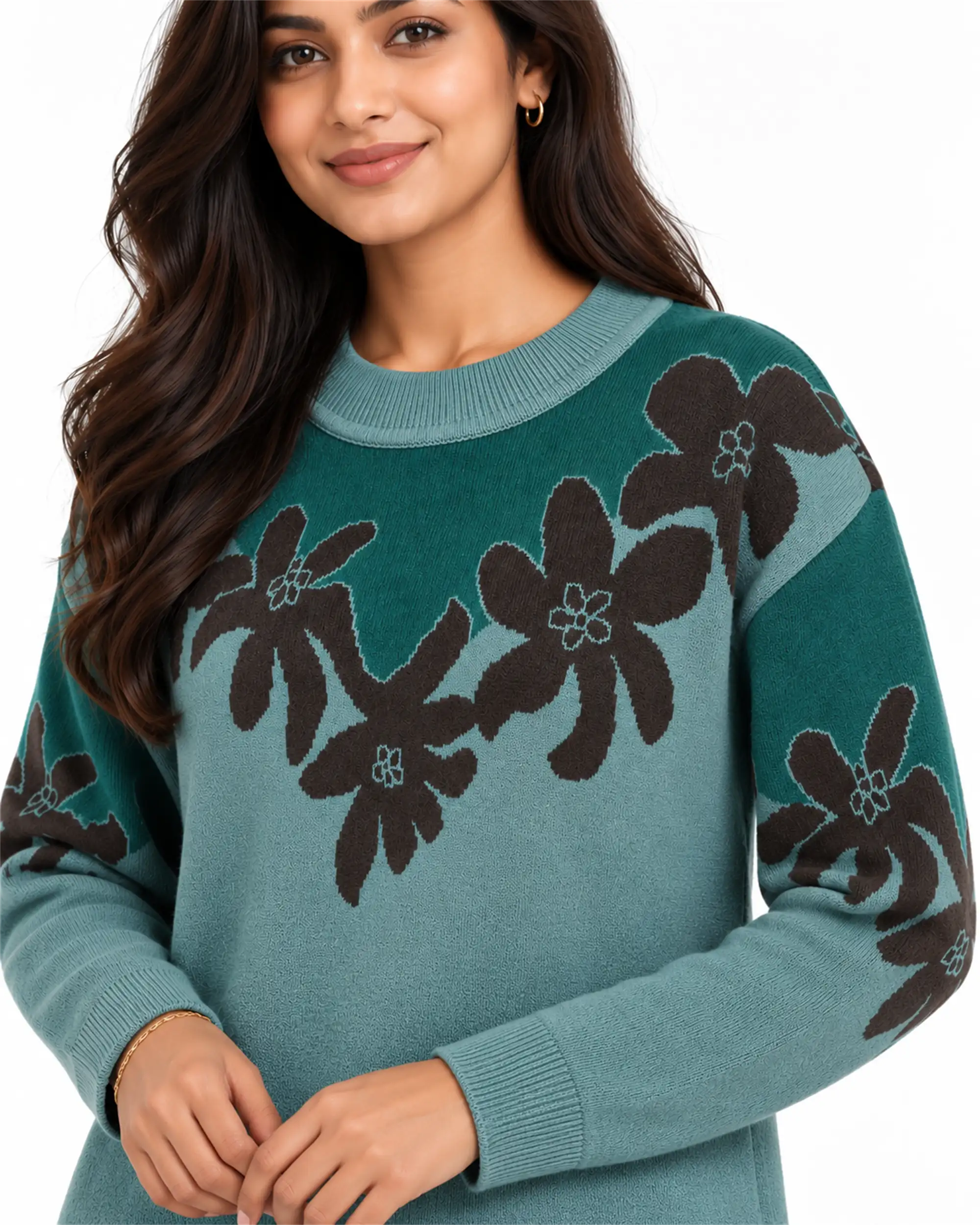 05-teal-floral-fitted-sleeve-knit-detail-2x